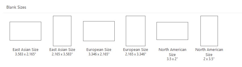 Blank Card Sizes