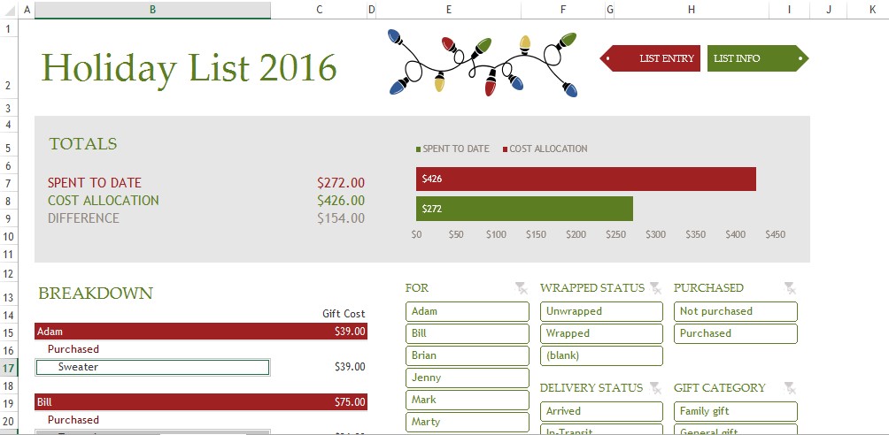 How to Use Excel to Plan Your Holiday Shopping - Onsite Software