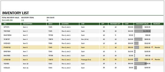 excel inventory templates